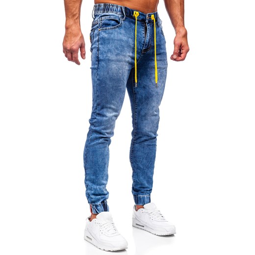 Granatowe spodnie jeansowe joggery męskie Denley TF164 M promocja Denley