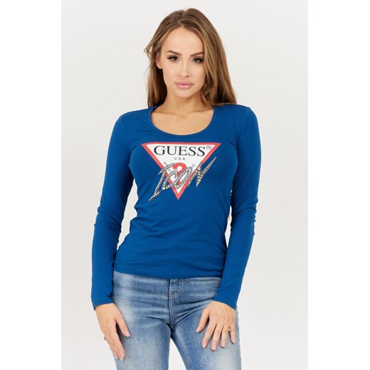 GUESS - Niebieska bluzka damska z logo ICON Guess XS outfit.pl