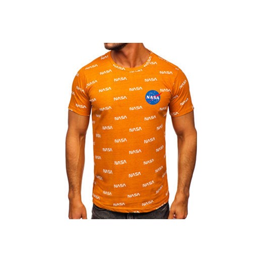 Pomarańczowy t-shirt męski z nadrukiem Denley 14950 M wyprzedaż Denley