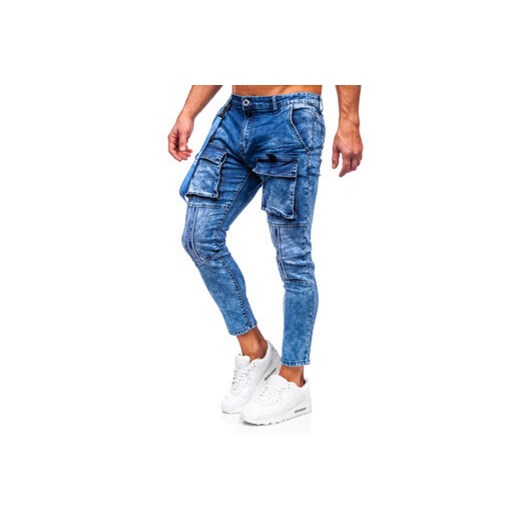 Granatowe spodnie bojówki jeansowe męskie Denley TF145 34/L promocyjna cena Denley
