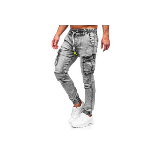 Szare spodnie jeansowe joggery bojówki męskie Denley TF200 M Denley wyprzedaż