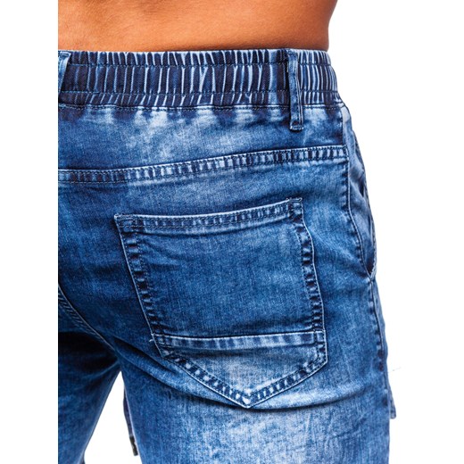 Granatowe spodnie jeansowe joggery bojówki męskie Denley TF143 M okazyjna cena Denley