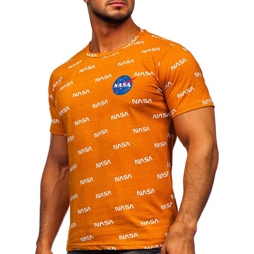 Pomarańczowy t-shirt męski z nadrukiem Denley 14950 XL Denley promocja