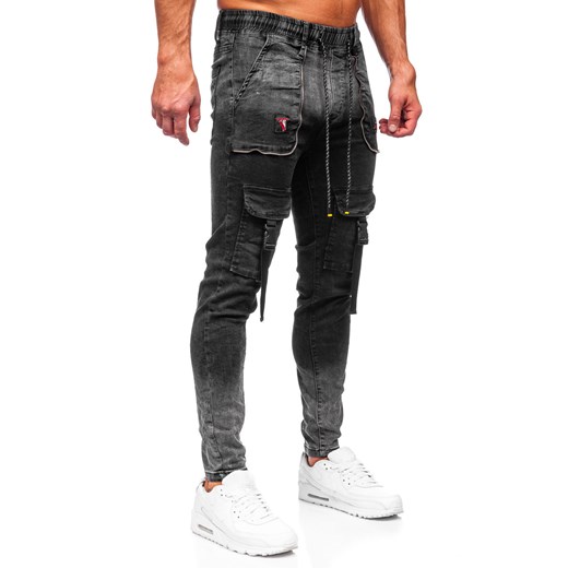 Czarne spodnie bojówki jeansowe męskie Denley TF167 L okazja Denley