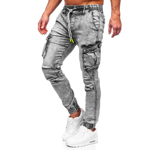 Szare spodnie jeansowe joggery bojówki męskie Denley TF200 2XL okazja Denley