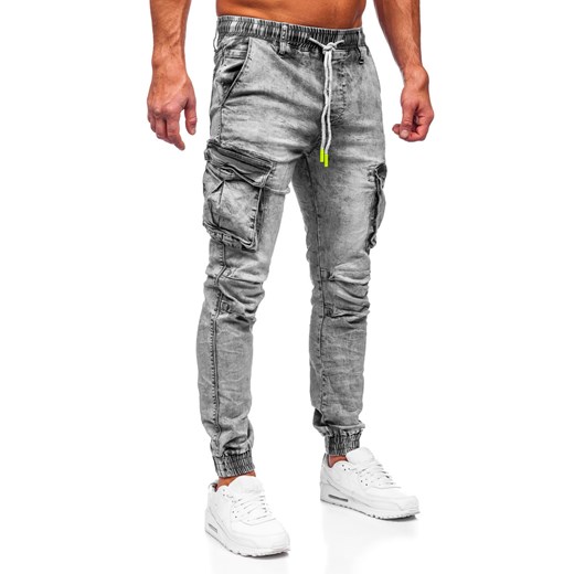 Szare spodnie jeansowe joggery bojówki męskie Denley TF200 M wyprzedaż Denley