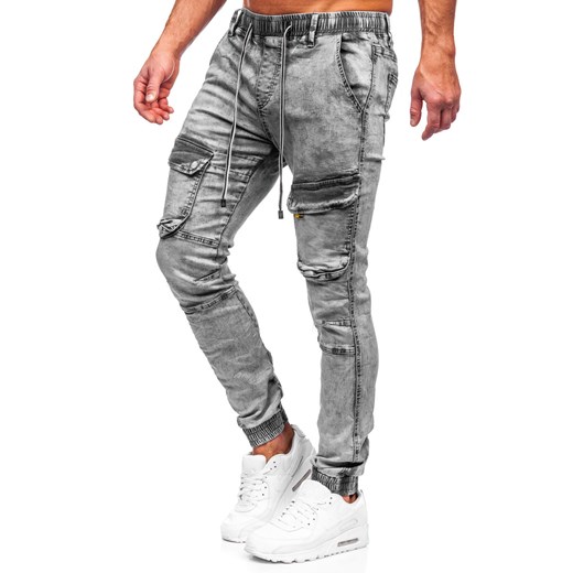 Czarne spodnie jeansowe joggery bojówki męskie Denley TF206 M okazja Denley