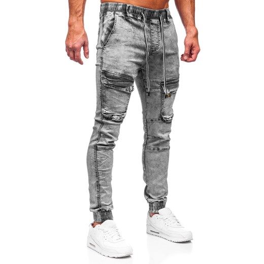 Czarne spodnie jeansowe joggery bojówki męskie Denley TF206 XL Denley okazja