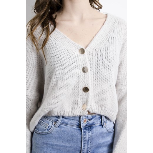 SWETER KARDIGAN ZAPINANY NA GUZIKI- SZARY Olika uniwersalny olika.com.pl