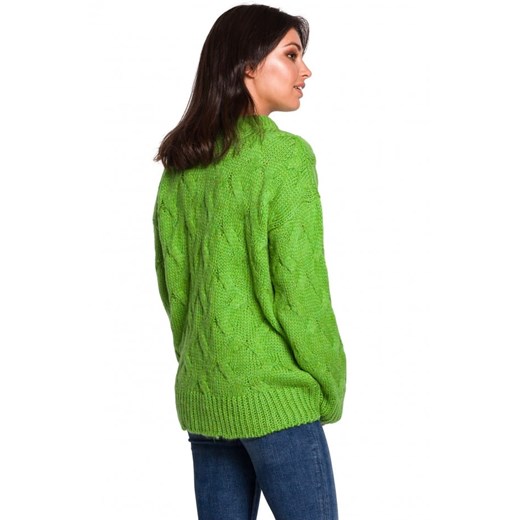 Sweter ze splotem typu warkocz - zielony Be 36/38 (S/M) okazja Jesteś Modna