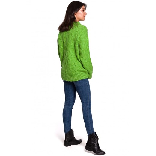 Sweter ze splotem typu warkocz - zielony Be 36/38 (S/M) okazyjna cena Jesteś Modna