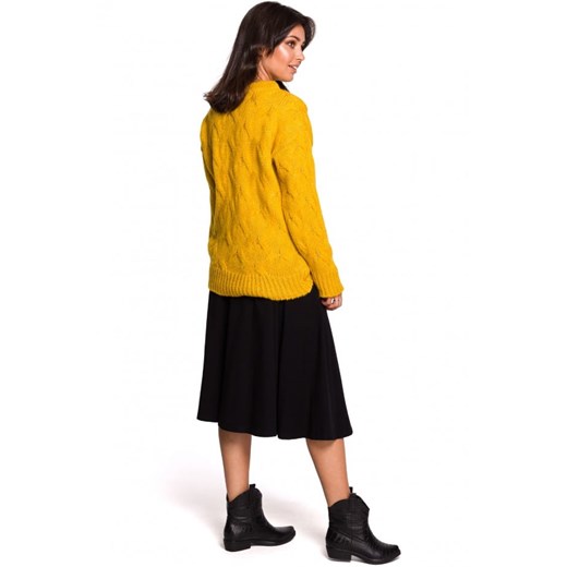 Sweter ze splotem typu warkocz - miodowy Be 36/38 (S/M) promocyjna cena Jesteś Modna