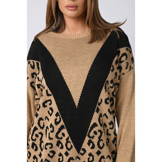 Sweter w kolorze jasnobrązowo-czarnym Plus Size Company 40/42 Limango Polska okazja