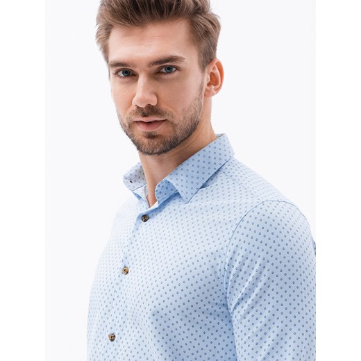 Koszula męska z długim rękawem - błękitna K616 XL ombre