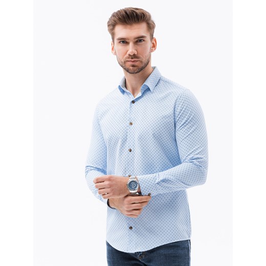 Koszula męska z długim rękawem - błękitna K616 XXL ombre
