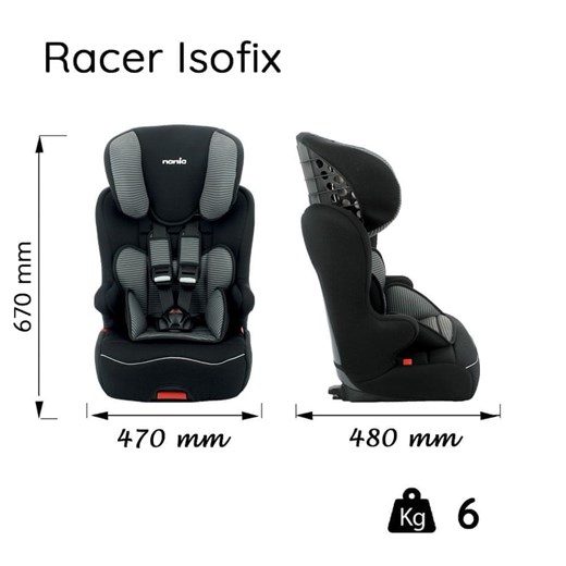 Nania fotelik samochodowy Racer Isofix 2020 London Grey Nania Mall