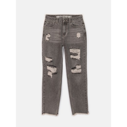 GATE Damskie jeansy mom fit z wysokim stanem i dziurami 34 Gate 38 okazyjna cena gateshop