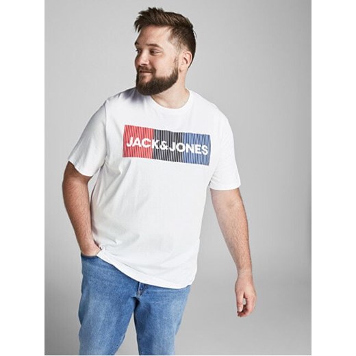 Jack&Jones Plus JJELOGO regularnym kroju 12158505White (Rozmiar 3XL) Jack&jones Plus 4XL Mall
