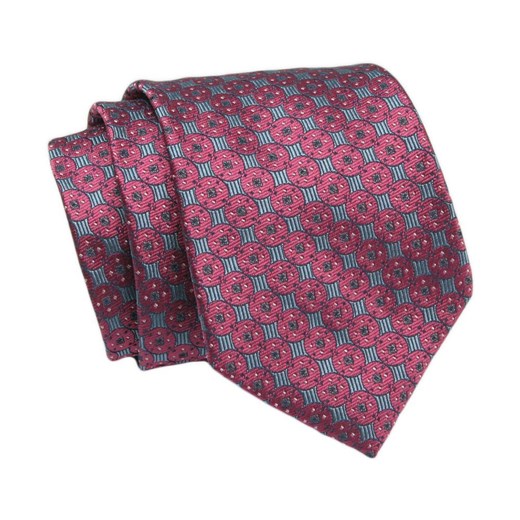Klasyczny Krawat, Czerwono-Granatowy, Wzór Geometryczny, Męski, 7cm -Angelo di Monti KRADM1859 ze sklepu JegoSzafa.pl w kategorii Krawaty - zdjęcie 132006917