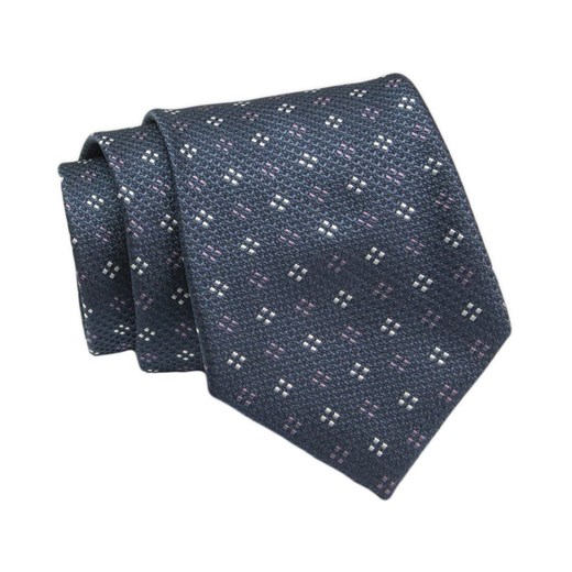 Klasyczny Krawat, Granatowy w Drobny Wzór, Męski, 7cm -Angelo di Monti KRADM1891 ze sklepu JegoSzafa.pl w kategorii Krawaty - zdjęcie 132006945