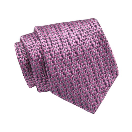 Klasyczny Krawat, Różowy w Drobny Rzucik, Męski, 7cm -Angelo di Monti KRADM1885 ze sklepu JegoSzafa.pl w kategorii Krawaty - zdjęcie 132006985