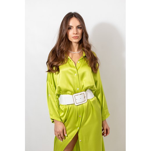 Koszulowa sukienka z tkaniny satynowej ONESIZE fagobutik.pl