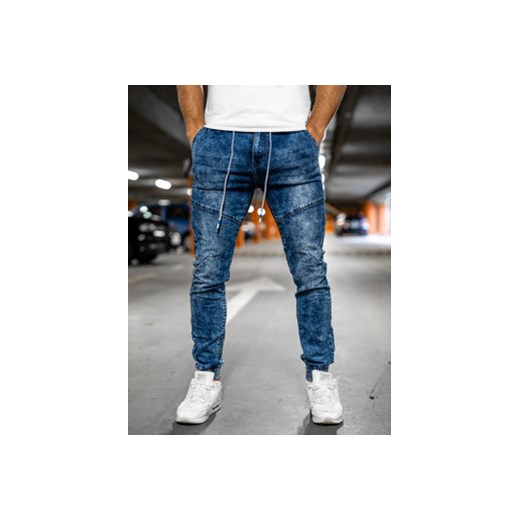 Granatowe joggery spodnie jeansowe męskie Denley TF125 2XL wyprzedaż Denley