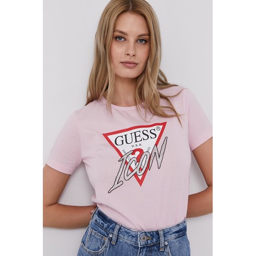 Guess T-shirt damski kolor różowy Guess M ANSWEAR.com