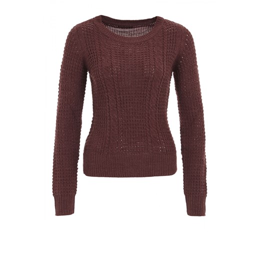 Plain cable-knit sweater terranova szary sweter