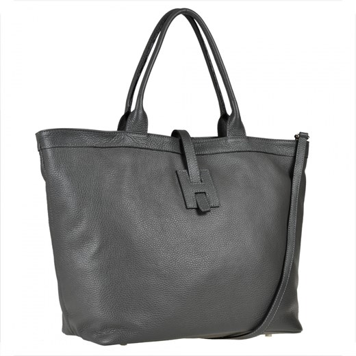 Torebka shopper szara pojemna skórzana xl Genuine Leather uniwersalny wyprzedaż melon.pl