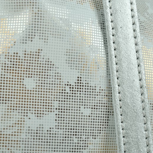 Bardzo lekka skórzana torebka shopper srebrno popielata Genuine Leather uniwersalny wyprzedaż melon.pl