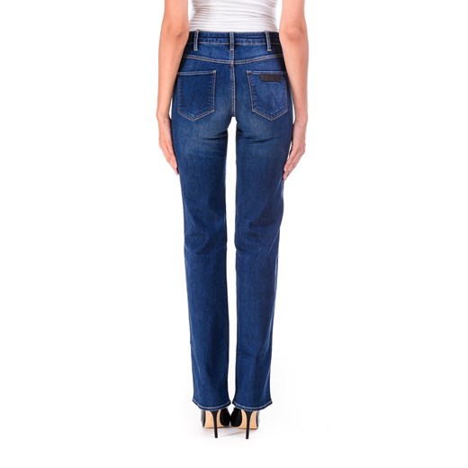 Jeansy Wrangler Sara Straight "Scuffed Indigo" be-jeans granatowy elastyczne