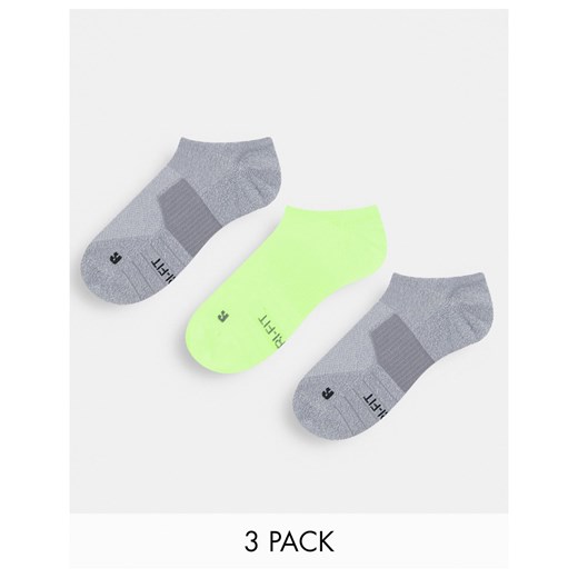 Nike Running – Zestaw 2 par skarpetek-stopek unisex w szarym i neonowożółtym S Asos Poland