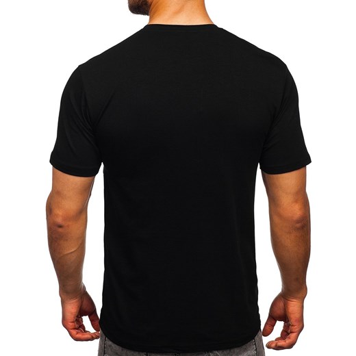 Czarny t-shirt męski z nadrukiem Bolf 14402 M promocja Denley