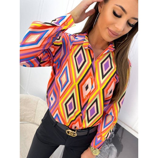Kolorowa koszula damska w geometryczne wzory NOVUUM SHINE XL lafemmeboutique.pl