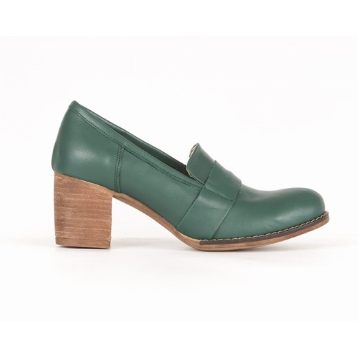 półbuty na 6 cm słupku - skóra naturalna - model 250 - kolor zielony Zapato 37 zapato.com.pl