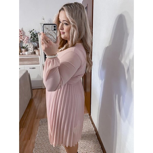 AMBER SUKIENKA PLUS SIZE PLISOWANA. PUDROWY RÓŻ Rozmiar UNI / PLUS SIZE PLUS SIZE kiecka.eu