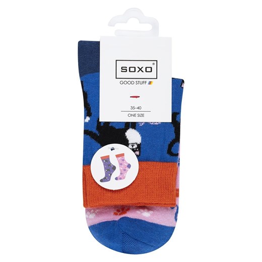 Skarpetki damskie kolorowe SOXO nie do pary bawełniane z kotami 35–40 Sklep SOXO