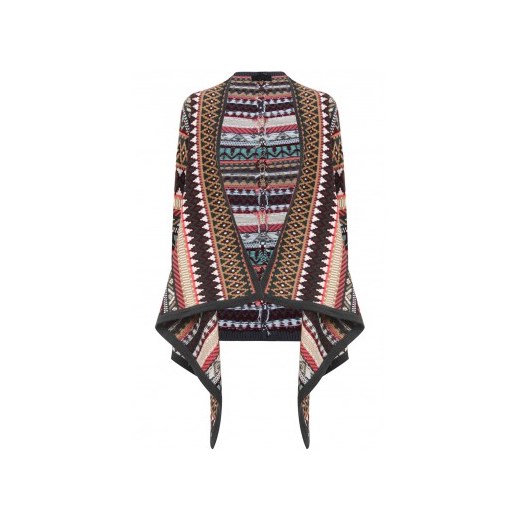 Kolorowe ponczo sweter aztecki wzór are-you-fashion brazowy abstrakcyjne wzory