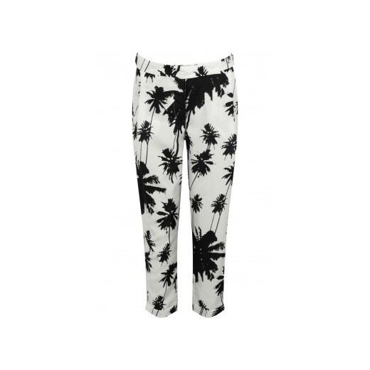 Spodnie palm print monochrome are-you-fashion bialy nadruki