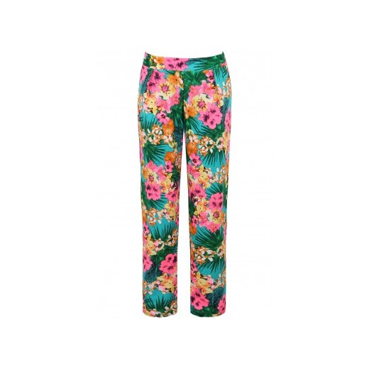 Spodnie w kwiaty tropikalny wzór are-you-fashion pomaranczowy abstrakcyjne wzory