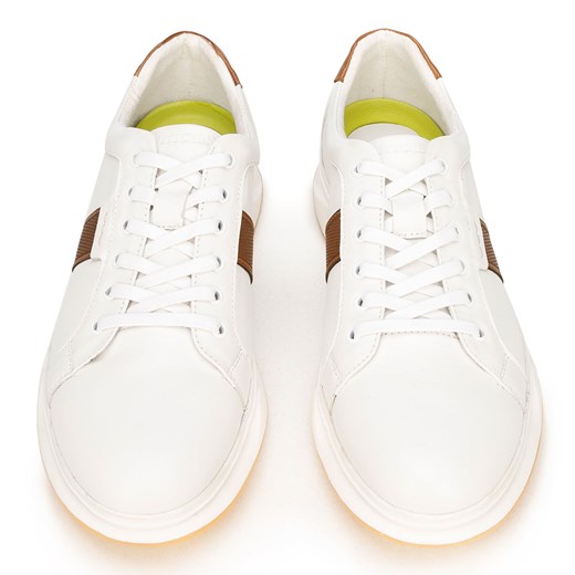 Męskie sneakersy skórzane na gumowej podeszwie biało-brązowe ze sklepu WITTCHEN w kategorii Buty sportowe męskie - zdjęcie 132433458