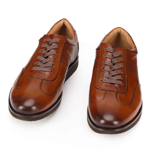 Męskie sneakersy ze skóry licowej na platformie z bieżnikiem brązowe ze sklepu WITTCHEN w kategorii Półbuty męskie - zdjęcie 132433486