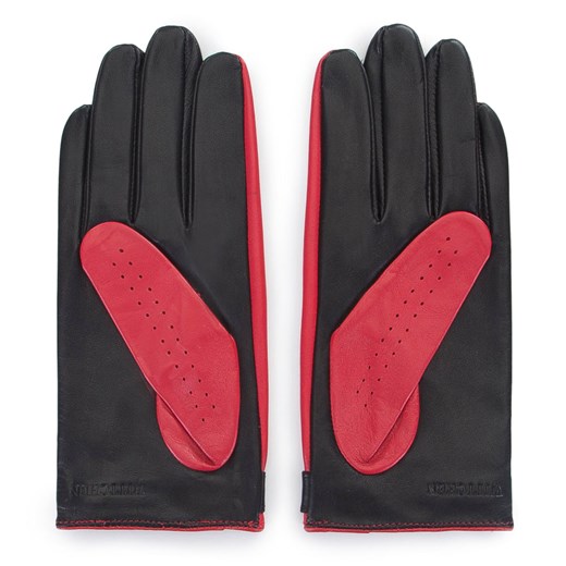 Damskie rękawiczki skórzane dwukolorowe czerwono-czarne ze sklepu WITTCHEN w kategorii Rękawiczki damskie - zdjęcie 132438719