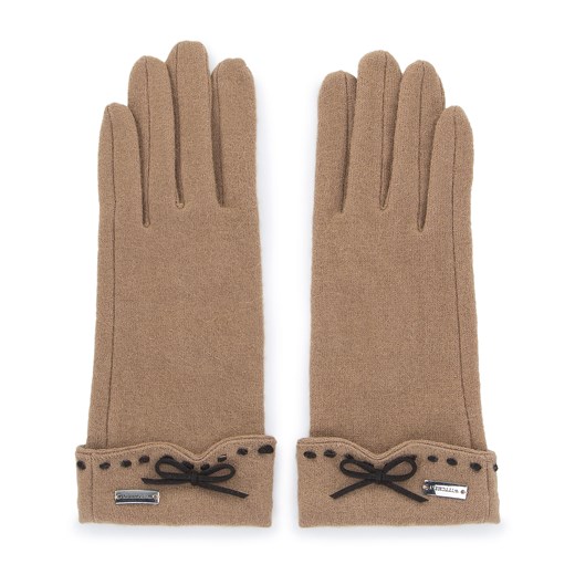 Damskie rękawiczki z przeszyciami i kokardką ze sklepu WITTCHEN w kategorii Rękawiczki damskie - zdjęcie 132438757