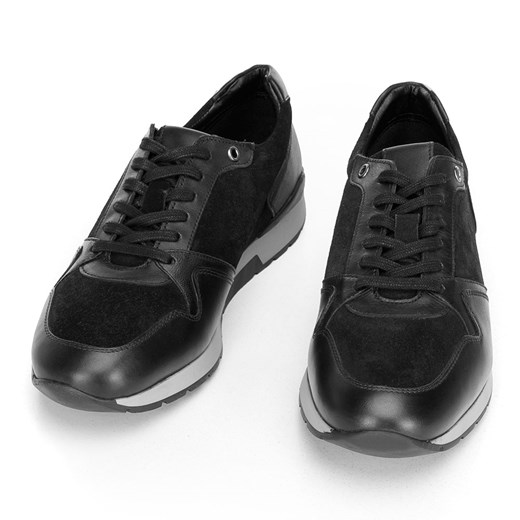 Męskie sneakersy ze skóry zamszowej i licowej czarne ze sklepu WITTCHEN w kategorii Półbuty męskie - zdjęcie 132444379