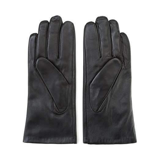 Ocieplane czarne rękawiczki damskie ze skóry naturalnej czarne ze sklepu WITTCHEN w kategorii Rękawiczki damskie - zdjęcie 132449416