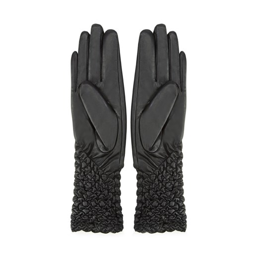 Damskie rękawiczki skórzane marszczone czarne ze sklepu WITTCHEN w kategorii Rękawiczki damskie - zdjęcie 132449428