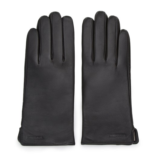 Damskie rękawiczki skórzane gładkie czarne ze sklepu WITTCHEN w kategorii Rękawiczki damskie - zdjęcie 132449456