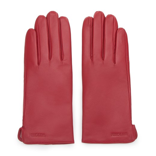 Damskie rękawiczki skórzane gładkie czerwone ze sklepu WITTCHEN w kategorii Rękawiczki damskie - zdjęcie 132449457